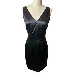 Vintage Guess Maurice Marciano Black Faux Satin Sleeveless Dress Women's Size 4